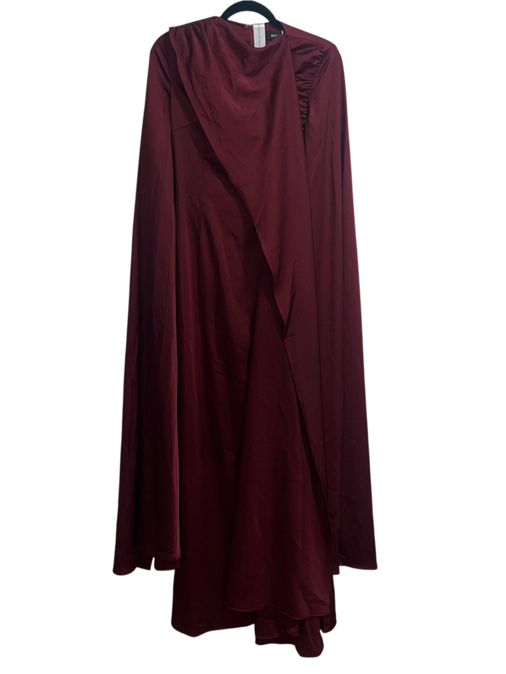 New Nwt Khanums Korello Satin Cape Sleeve Maxi Dress Red Burgundy — image 4 of 8
